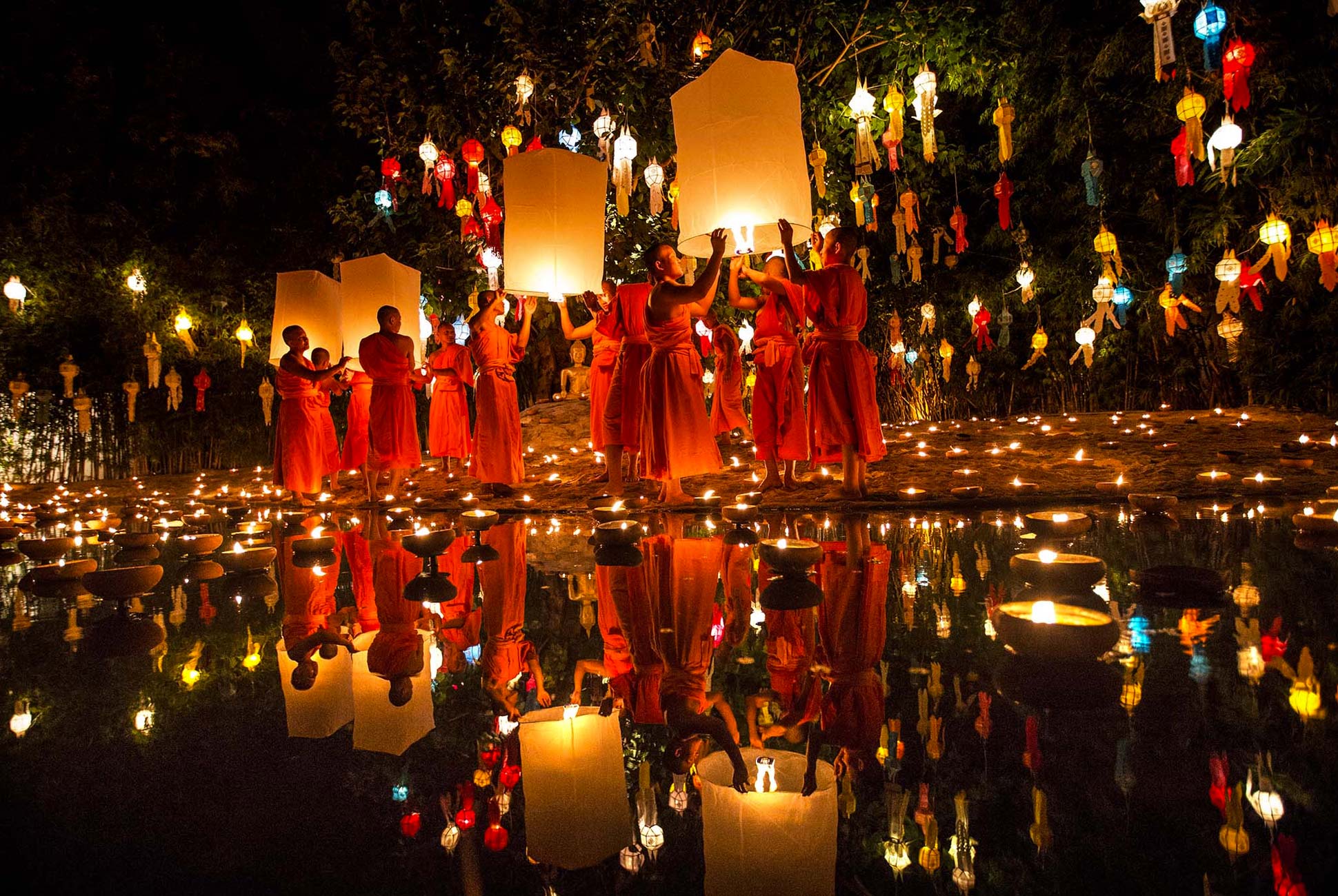 Loy Krathong Festival of light in Chiang Mai, Thailand