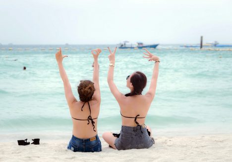Two girls on a Pattaya beach