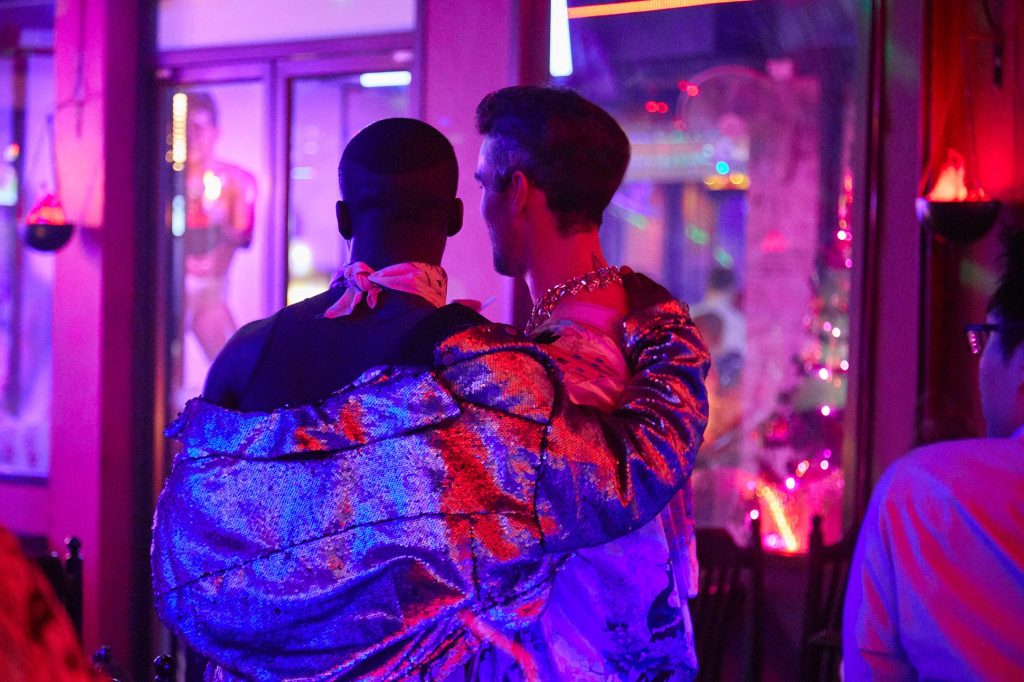 Gay couple en route to a party in Bangkok, Thailand