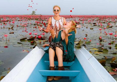 Once Upon A Journey on a boat tour on Udon Thani's Red Lotus Lake, Thailand