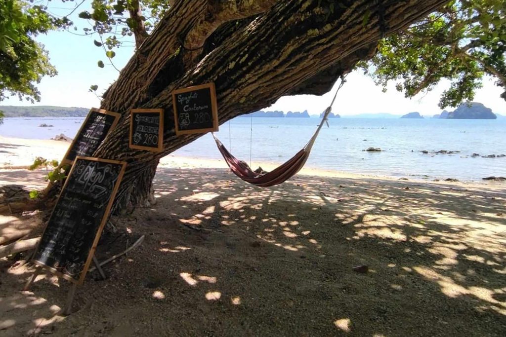 A beach hammock at Le Passe-Temps, Ao Phang Nga Bay, Krabi