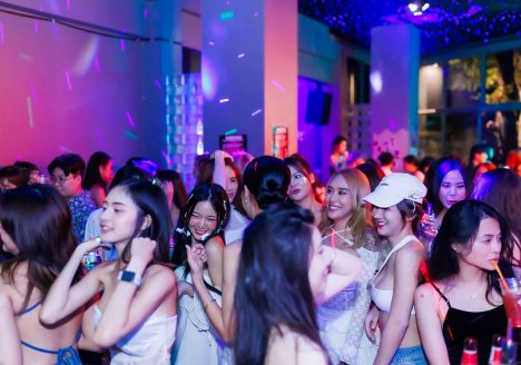 Women partygoers enjoy the women-only LesHi Bar