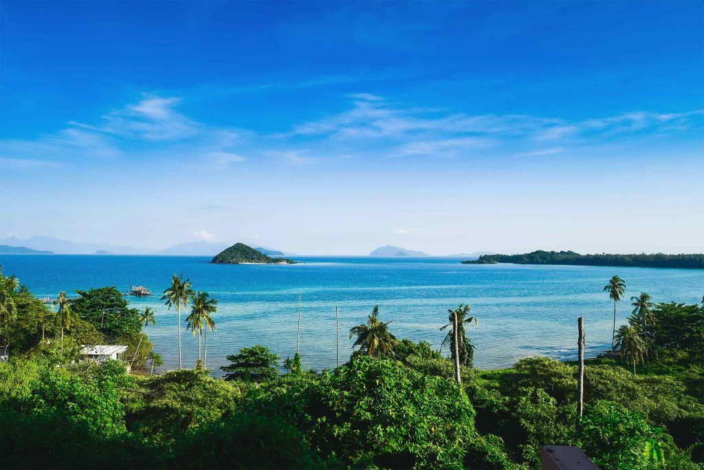 An aerial shot of Koh Mak, Thailand.