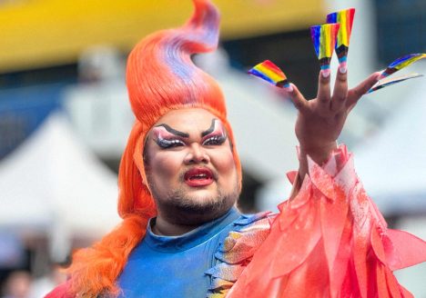 A drag queen with orange hair in Bangkok.